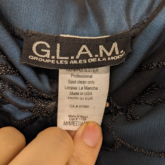 Embroidered Blue, Knee Length Dress, size medium, semiformal, whimsigoth - Picture 5 of 6